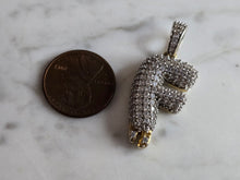 Load image into Gallery viewer, Womens Vintage Estate Sterling Silver CZ Letter "F" Pendant 7.4g E7178