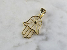 Load image into Gallery viewer, Womens Sterling Silver Gold Tone Hamsa Hand Pendant 1.0g E7180