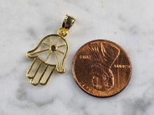 Load image into Gallery viewer, Womens Sterling Silver Gold Tone Hamsa Hand Pendant 1.0g E7180