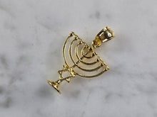 Load image into Gallery viewer, Sterling Silver Gold Tone Jewish Judaica Hebrew Candelabra Pendant 1.2g E7185