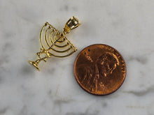 Load image into Gallery viewer, Sterling Silver Gold Tone Jewish Judaica Hebrew Candelabra Pendant 1.2g E7185
