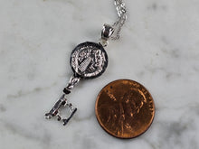 Load image into Gallery viewer, Womens Sterling Silver Religious Saint Benedict Key Pendant Necklace 3.3g E7190