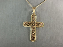 Load image into Gallery viewer, Womens Sterling Silver Gold Tone Religious Cross Pendant Necklace 5.0g E7191