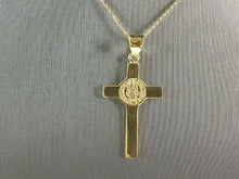 Load image into Gallery viewer, Womens Sterling Silver Gold Tone Religious Cross Pendant Necklace 4.1g E7194
