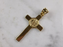 Load image into Gallery viewer, Womens Sterling Silver Gold Tone Religious Cross Pendant Necklace 4.1g E7194
