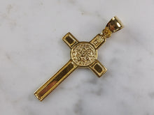 Load image into Gallery viewer, Womens Sterling Silver Gold Tone Religious Cross Pendant Necklace 4.1g E7194