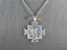 Load image into Gallery viewer, Womens Sterling Silver Religious St Benedict Cross Pendant Necklace 5.4g E7196