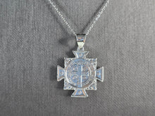 Load image into Gallery viewer, Womens Sterling Silver Religious St Benedict Cross Pendant Necklace 5.4g E7196