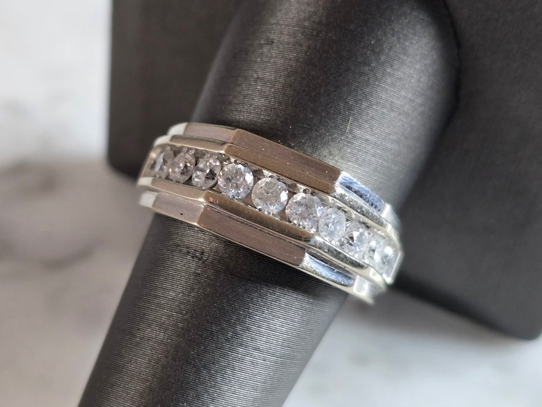 Mens Vintage Estate 10k White Gold Diamond Ring 5.1g E7200