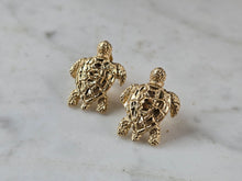 Load image into Gallery viewer, Womens Vintage Estate 14K Yellow Gold Sea Turtle Stud Earrings 5.7g E7200