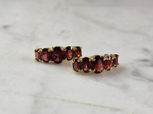 Load image into Gallery viewer, Womens Vintage Estate 14K Yellow Gold Garnet Earrings 3.2g E7204