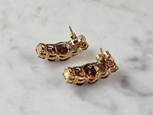 Load image into Gallery viewer, Womens Vintage Estate 14K Yellow Gold Garnet Earrings 3.2g E7204
