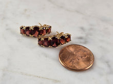 Load image into Gallery viewer, Womens Vintage Estate 14K Yellow Gold Garnet Earrings 3.2g E7204