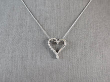 Load image into Gallery viewer, Womens Vintage Estate 10k White Gold Diamond Heart Pendant Necklace 1.4g  E7213