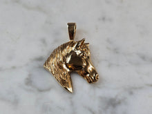 Load image into Gallery viewer, Womens Vintage Estate 14K Yellow Gold Horse Pendant 6.7g E7217