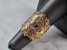 Load image into Gallery viewer, Womens Vintage Estate 14K Yellow Gold Diamond Cigar Band Ring 10.0g E7234