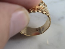 Load image into Gallery viewer, Womens Vintage Estate 14K Yellow Gold Diamond Cigar Band Ring 10.0g E7234
