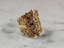 Load image into Gallery viewer, Womens Vintage Estate 14K Yellow Gold Diamond Cigar Band Ring 10.0g E7234