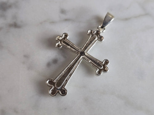 Vintage Estate Sterling Silver Religious Cross Pendant 3.3g E7236