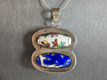 Load image into Gallery viewer, Womens Vintage Sterling Silver Chinese Porcelain Pendant Necklace 26.9g E7240