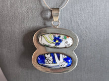 Load image into Gallery viewer, Womens Vintage Sterling Silver Chinese Porcelain Pendant Necklace 26.9g E7240