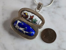 Load image into Gallery viewer, Womens Vintage Sterling Silver Chinese Porcelain Pendant Necklace 26.9g E7240