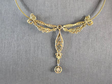 Load image into Gallery viewer, Womens Vintage Antique 14K Gold Diamond Victorian Necklace Pendant 19.8g E7243
