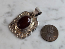 Load image into Gallery viewer, Womens Vintage Estate Sterling Silver Modernist Carnelian Pendant 15.7g E7247