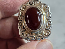Load image into Gallery viewer, Womens Vintage Estate Sterling Silver Modernist Carnelian Pendant 15.7g E7247