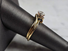 Load image into Gallery viewer, Womens Vintage Estate 10K Yellow Gold Diamond Sapphire Ring Set 4.4g E7248