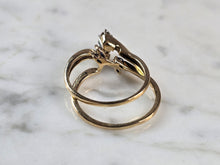 Load image into Gallery viewer, Womens Vintage Estate 10K Yellow Gold Diamond Sapphire Ring Set 4.4g E7248