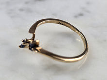 Load image into Gallery viewer, Womens Vintage Estate 10K Yellow Gold Diamond Sapphire Ring Set 4.4g E7248