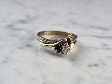 Load image into Gallery viewer, Womens Vintage Estate 10K Yellow Gold Diamond Sapphire Ring Set 4.4g E7248