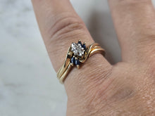 Load image into Gallery viewer, Womens Vintage Estate 10K Yellow Gold Diamond Sapphire Ring Set 4.4g E7248