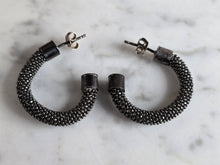 Load image into Gallery viewer, Womens Vintage Estate Sterling Silver Modernist Hoop Earrings 6.6g E7251