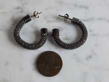 Load image into Gallery viewer, Womens Vintage Estate Sterling Silver Modernist Hoop Earrings 6.6g E7251