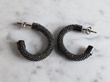 Load image into Gallery viewer, Womens Vintage Estate Sterling Silver Modernist Hoop Earrings 6.6g E7251