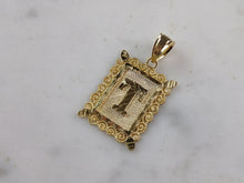 Load image into Gallery viewer, Womens Sterling Silver Gold Tone Initial Letter " T " Pendant 1.3g E7260