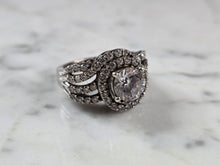 Load image into Gallery viewer, Womens Vintage Estate Sterling Silver Modernist CZ Ring 8.3g E7263