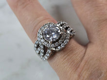 Load image into Gallery viewer, Womens Vintage Estate Sterling Silver Modernist CZ Ring 8.3g E7263