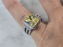Load image into Gallery viewer, Womens Vintage Estate Sterling Silver Canary Yellow CZ Ring 8.7g #E7264