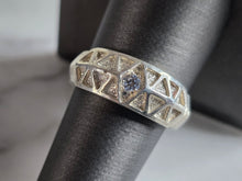 Load image into Gallery viewer, Womens Vintage Estate Sterling Silver Modernist CZ Ring 6.5g E7270