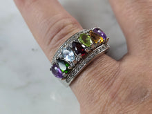 Load image into Gallery viewer, Womens Vintage Estate Sterling Silver Modernist Multi Stone Ring 7.0g E7272