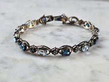 Load image into Gallery viewer, Womens Vintage Estate Sterling Silver Modernist Aqua Topaz Bracelet 16.7g #E7275