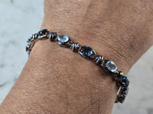 Load image into Gallery viewer, Womens Vintage Estate Sterling Silver Modernist Aqua Topaz Bracelet 16.7g #E7275
