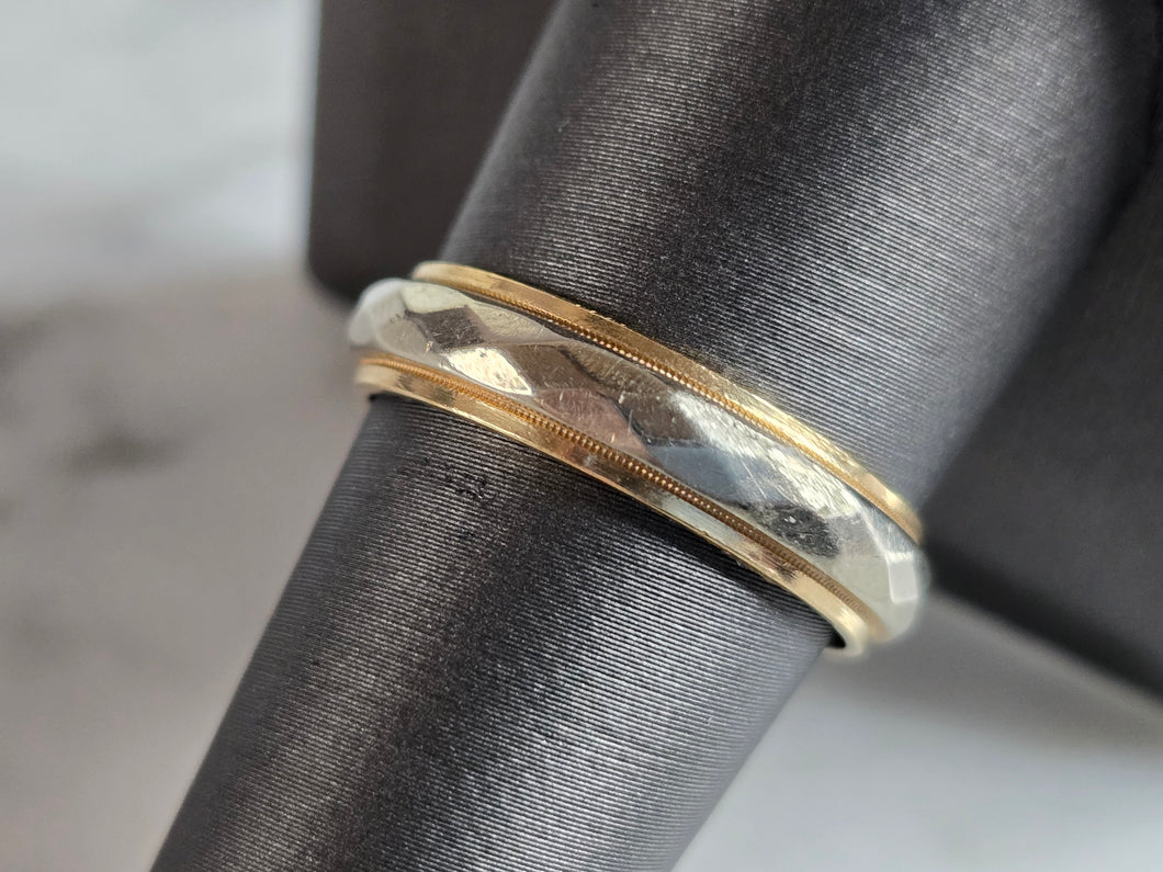 Mens Vintage Estate 14K Yellow & White Gold Wedding Band Ring 5.1g #E7277