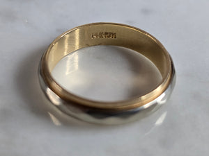 Mens Vintage Estate 14K Yellow & White Gold Wedding Band Ring 5.1g #E7277