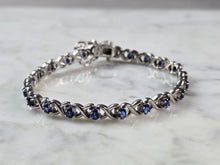 Load image into Gallery viewer, Womens Vintage Estate Sterling Silver Modernist Sapphire Bracelet 17.4g #E7279