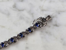 Load image into Gallery viewer, Womens Vintage Estate Sterling Silver Modernist Sapphire Bracelet 17.4g #E7279