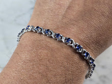 Load image into Gallery viewer, Womens Vintage Estate Sterling Silver Modernist Sapphire Bracelet 17.4g #E7279